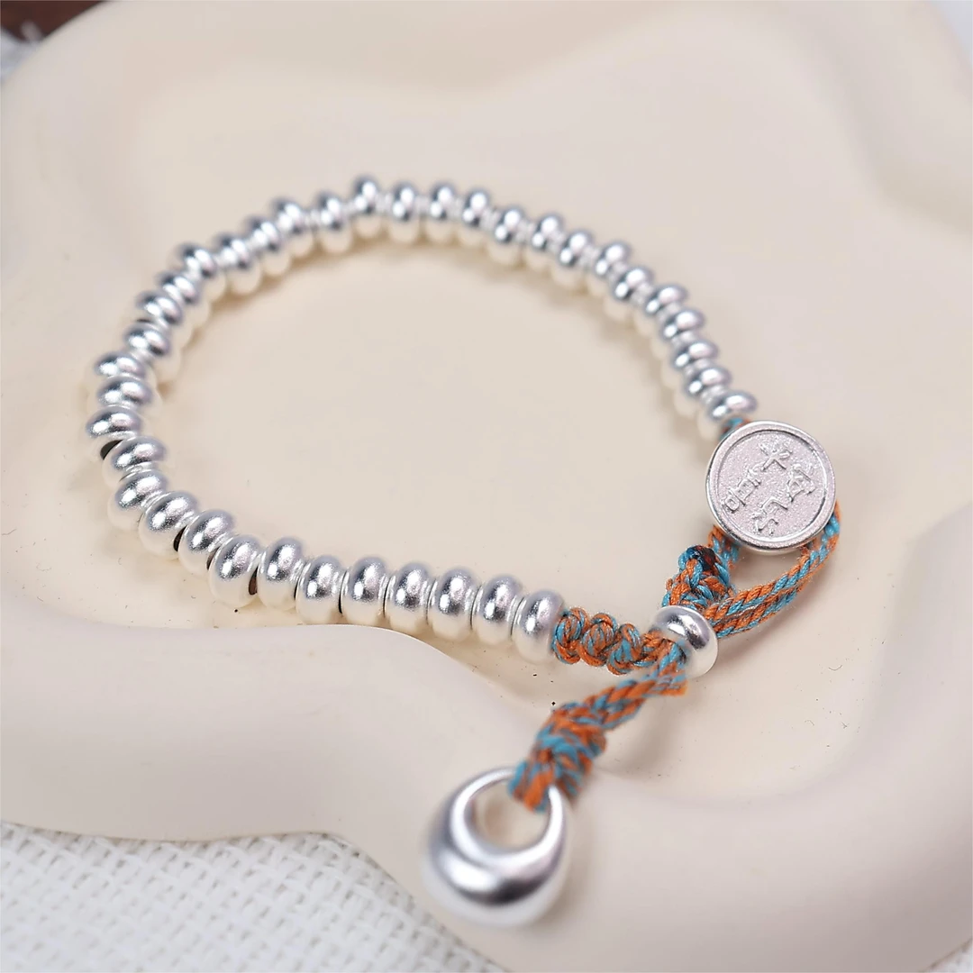 足银手链 56福袋蹦迪珠手链时尚百搭简约素款实心经典手工磨砂