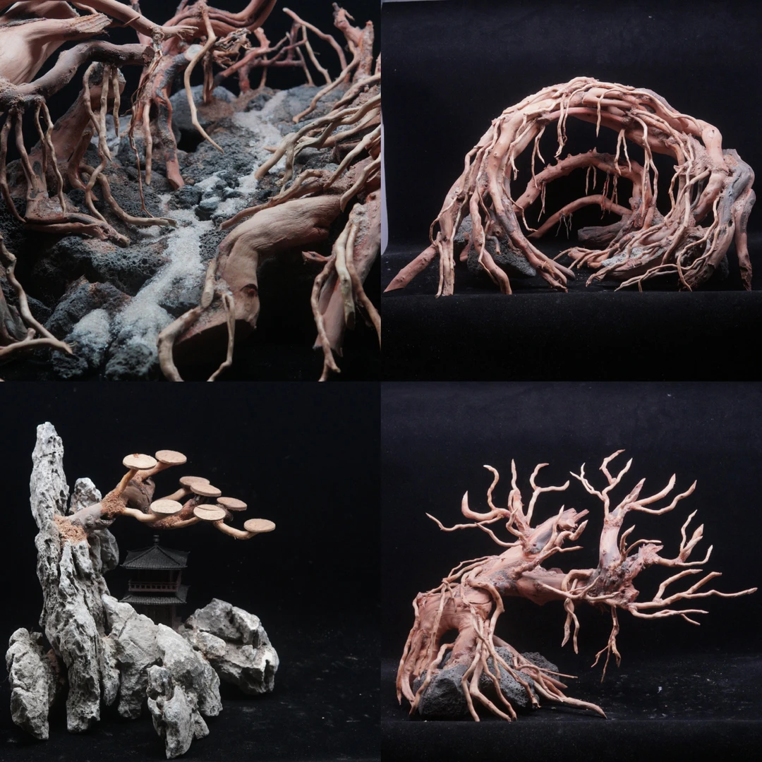 国风一体骨架南美一图一拍莫斯树小米鱼缸造景