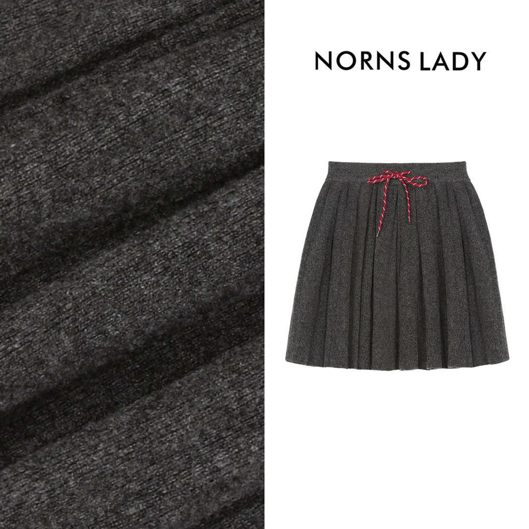 Norns Lady诺恩 秋冬新款女士时尚百搭绵羊毛百褶裙 T24QE45267