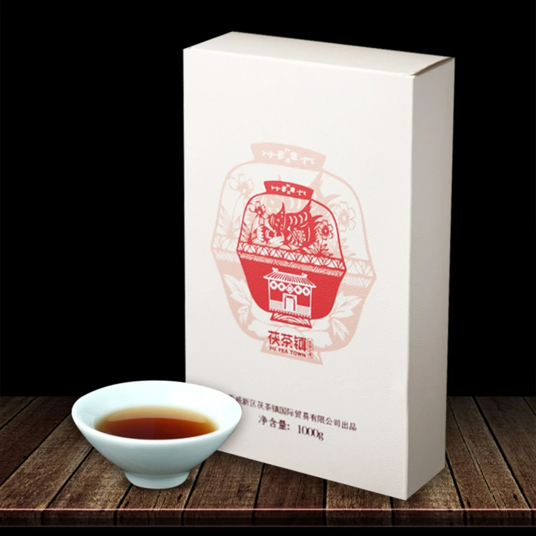 泾阳茯砖茶 红茯湖南优质小叶原料送袋子送茶刀1000g茯茶镇