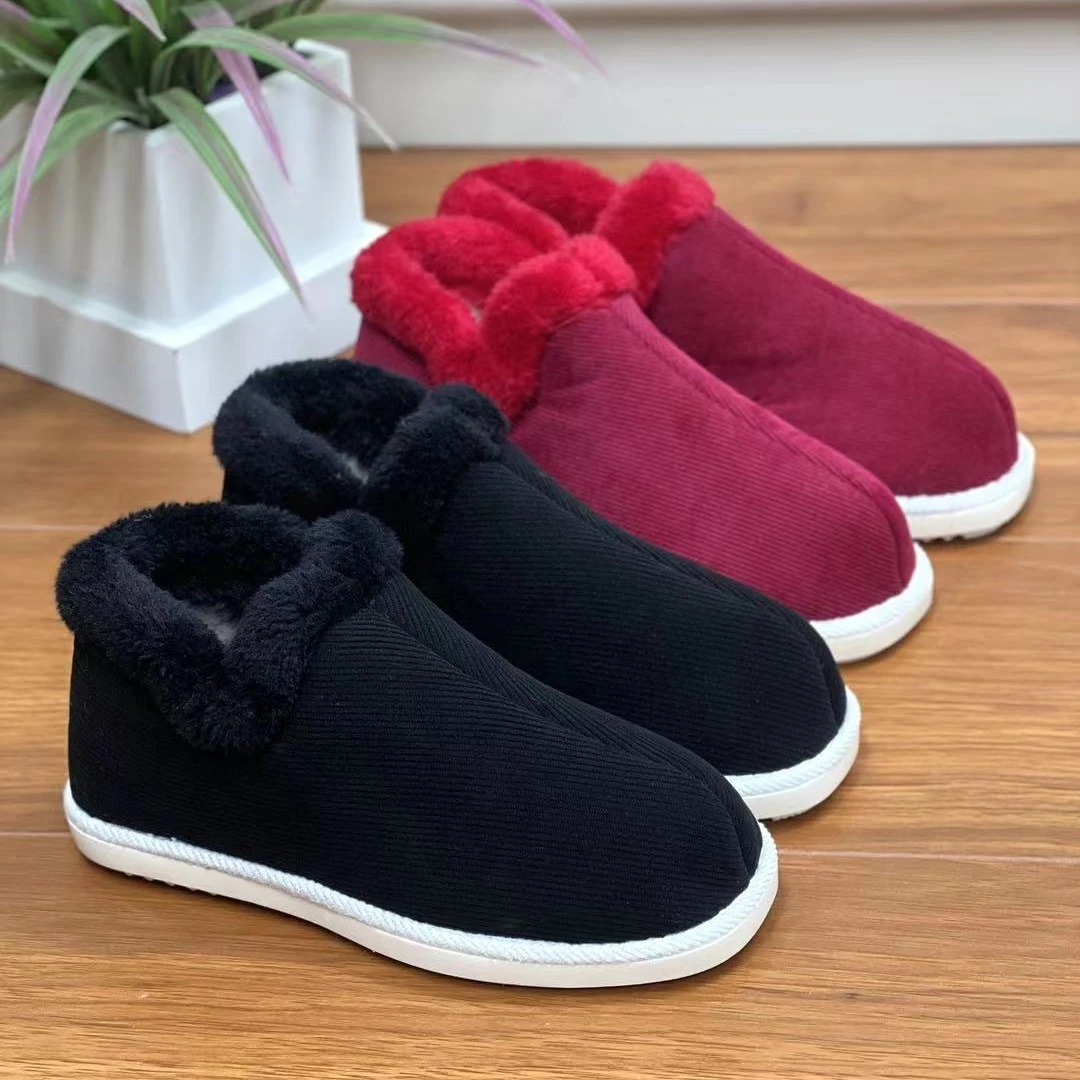 经典冬季何航布鞋加厚绒防滑耐磨居家保暖休闲手工棉鞋加绒加厚