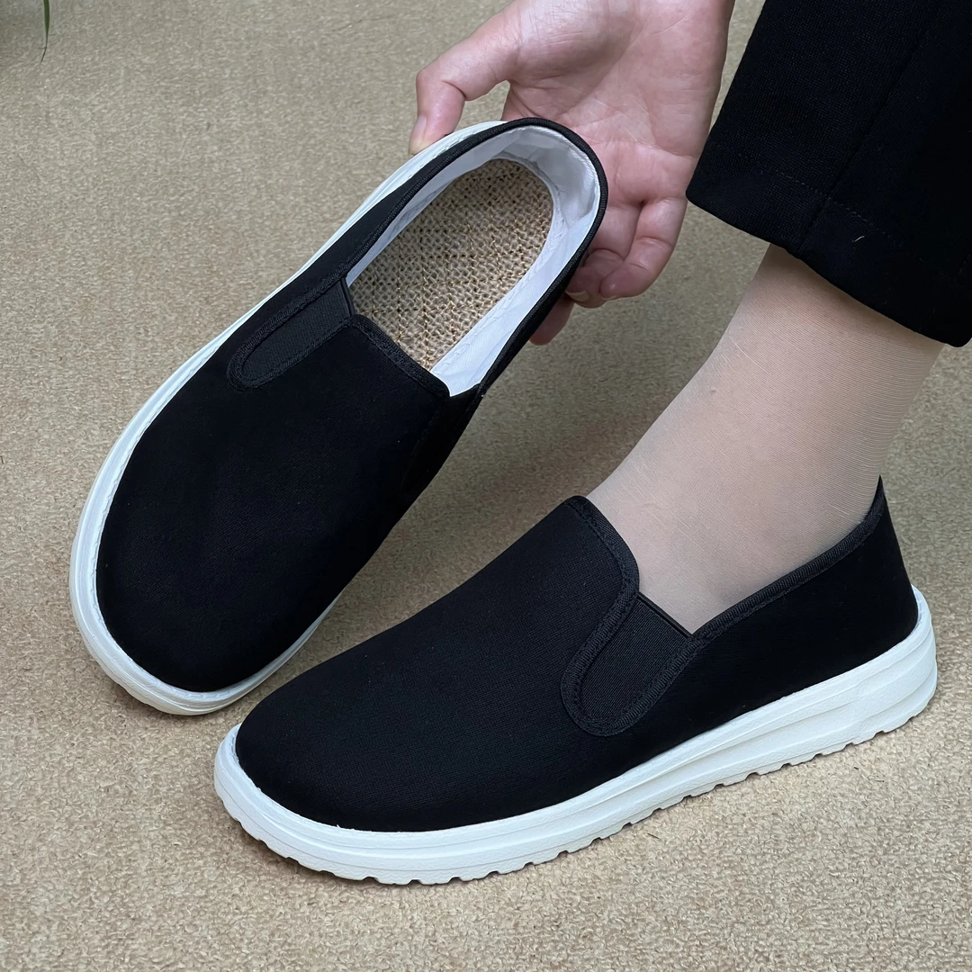 【官网】夏季新款麻棕松紧软底一脚蹬轻便防滑舒适吸汗休闲运动鞋