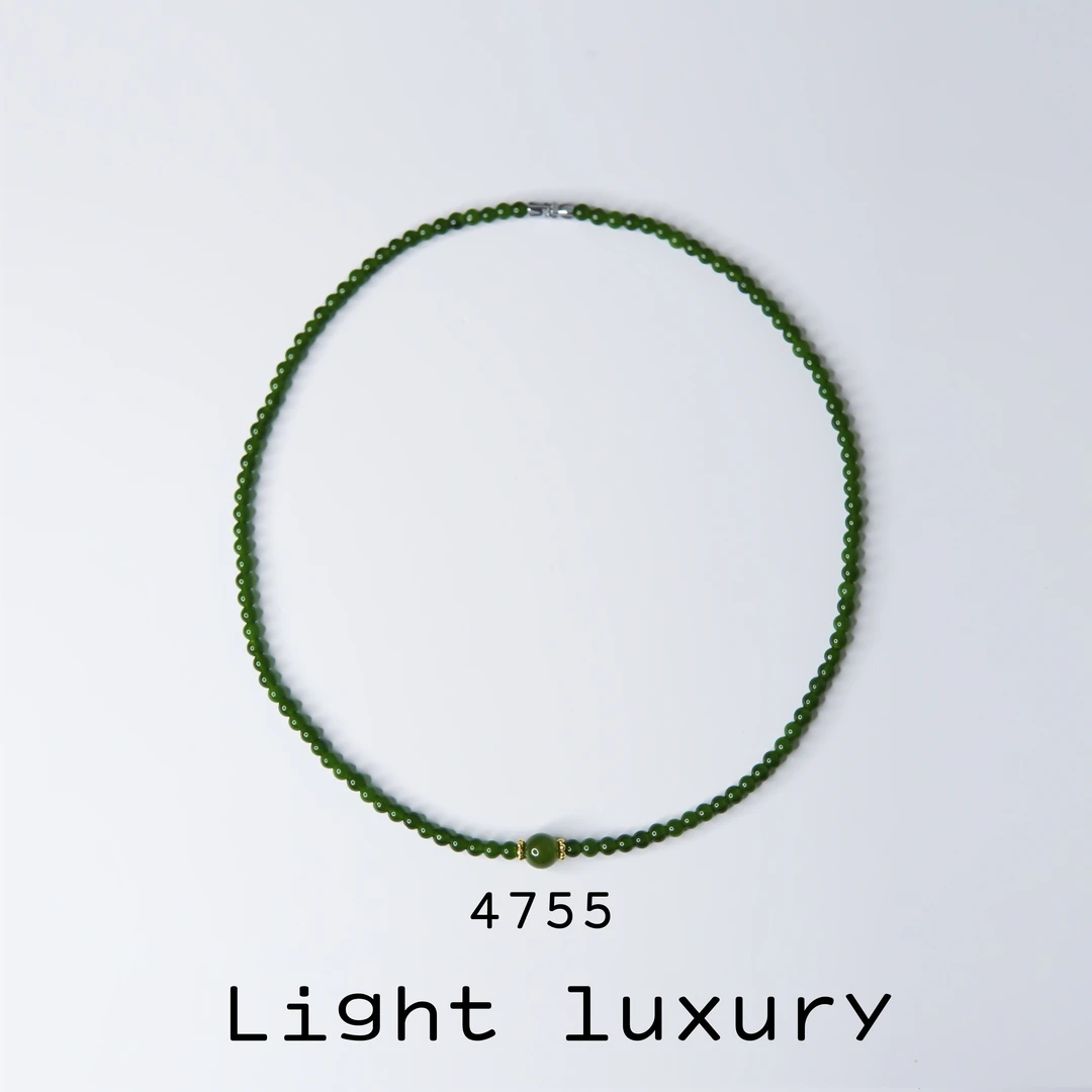 铜合金项链 4755气质时尚清新百搭简约绿色珠珠项链