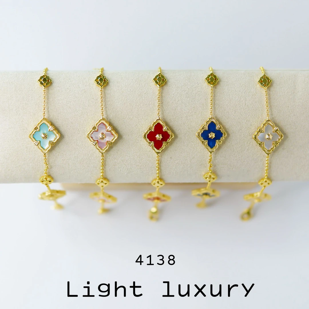 铜合金手链 4138气质时尚百搭简约精致法式菱形手链