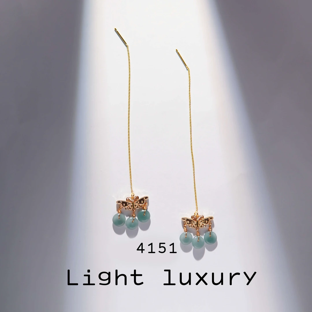 铜合金耳饰 4151气质时尚百搭精致甜美优雅蝴蝶吊坠耳线