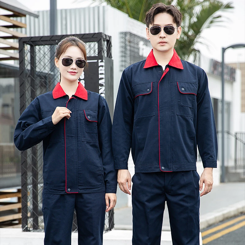 劳保工作服套装男耐磨加厚帆布春秋长袖劳保服工厂车间印绣字定制