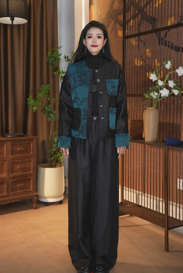 100桑蚕丝香云纱黑龟油丝拼接香云纱上衣女外套女士开衫女外套933