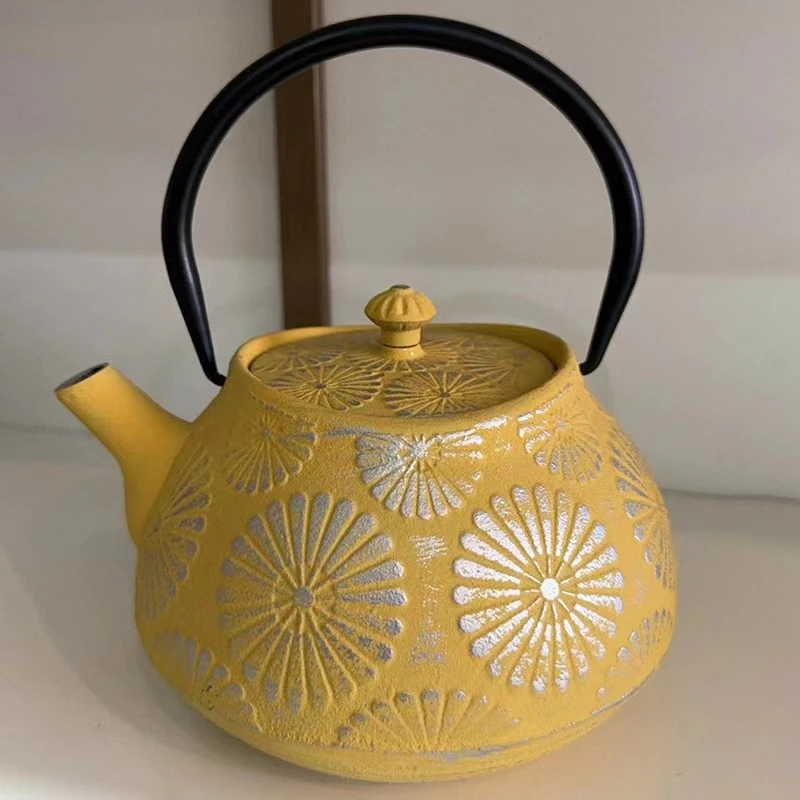 铸铁茶壶煮茶壶烧水壶泡茶专用碳火炉电陶炉户外围炉煮茶太阳花