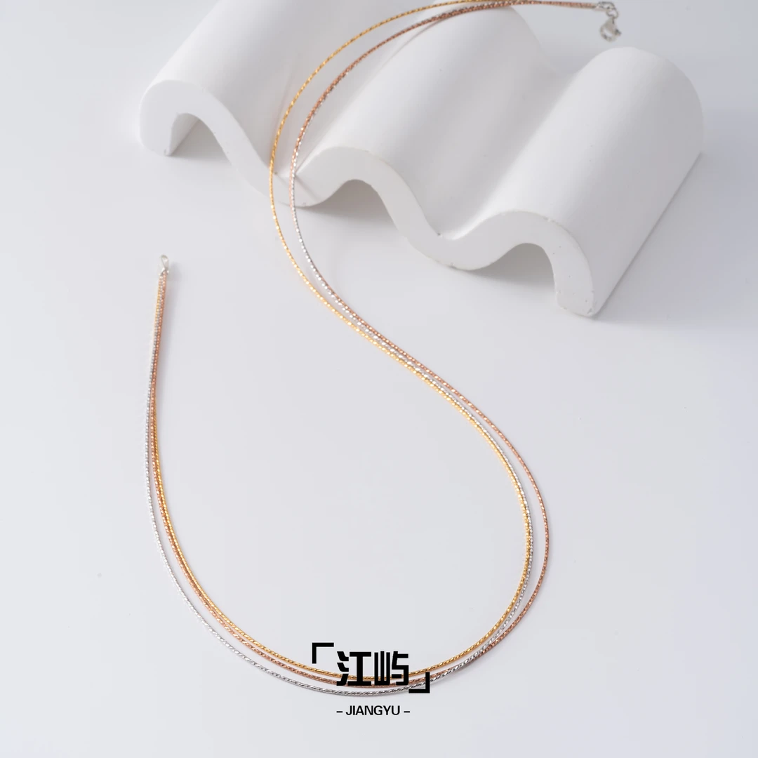 江屿 链子925银 意大利三股三色颈圈