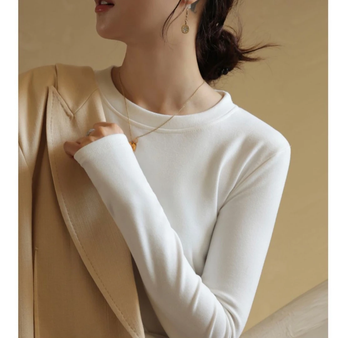 【椰油精华第五代椰绒】圆领优雅显示软糯亲肤养肤修身长袖打底2340