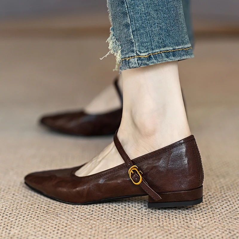 浅口玛丽珍鞋女2024年春秋季新款软百搭低跟小方头一字带粗跟单鞋