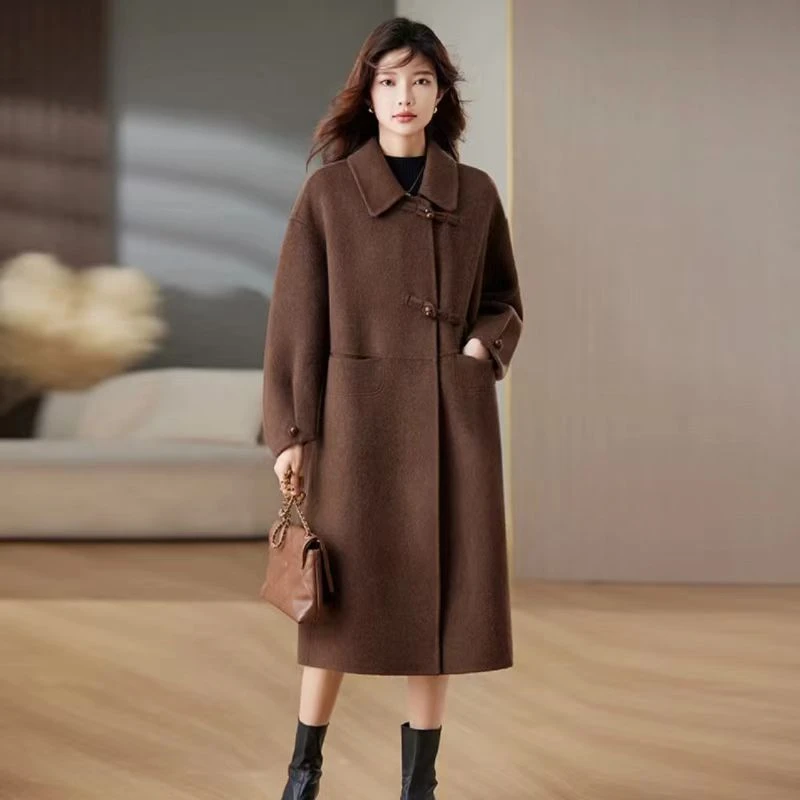 炸街双面高贵羊毛大衣时尚气质女士冬季韩版显瘦百搭毛呢宽松8806