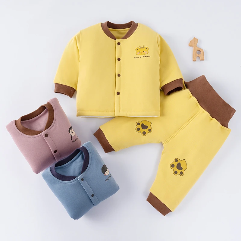 宝宝冬季加厚棉服水洗棉新款婴儿防寒衣服夹棉分体外出服