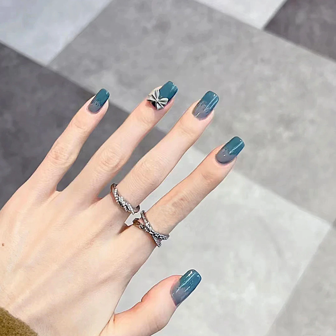 穿戴甲短款库洛米美甲贴雾霾灰美甲甲片小红书爆款假指甲贴