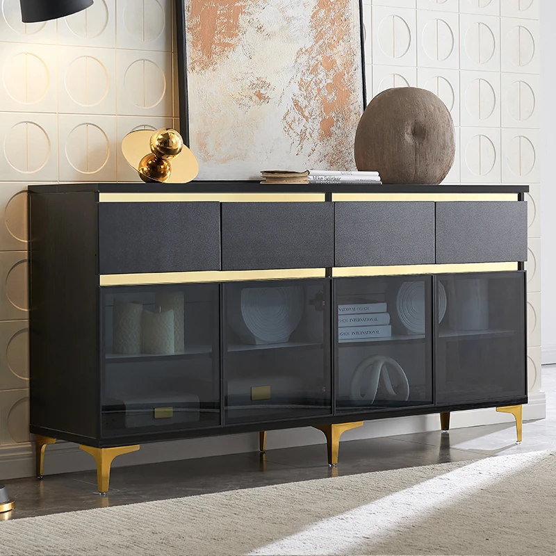 墨斐轻奢现代简约餐边柜厨房储物柜酒柜茶水柜备餐柜置物长虹玻璃