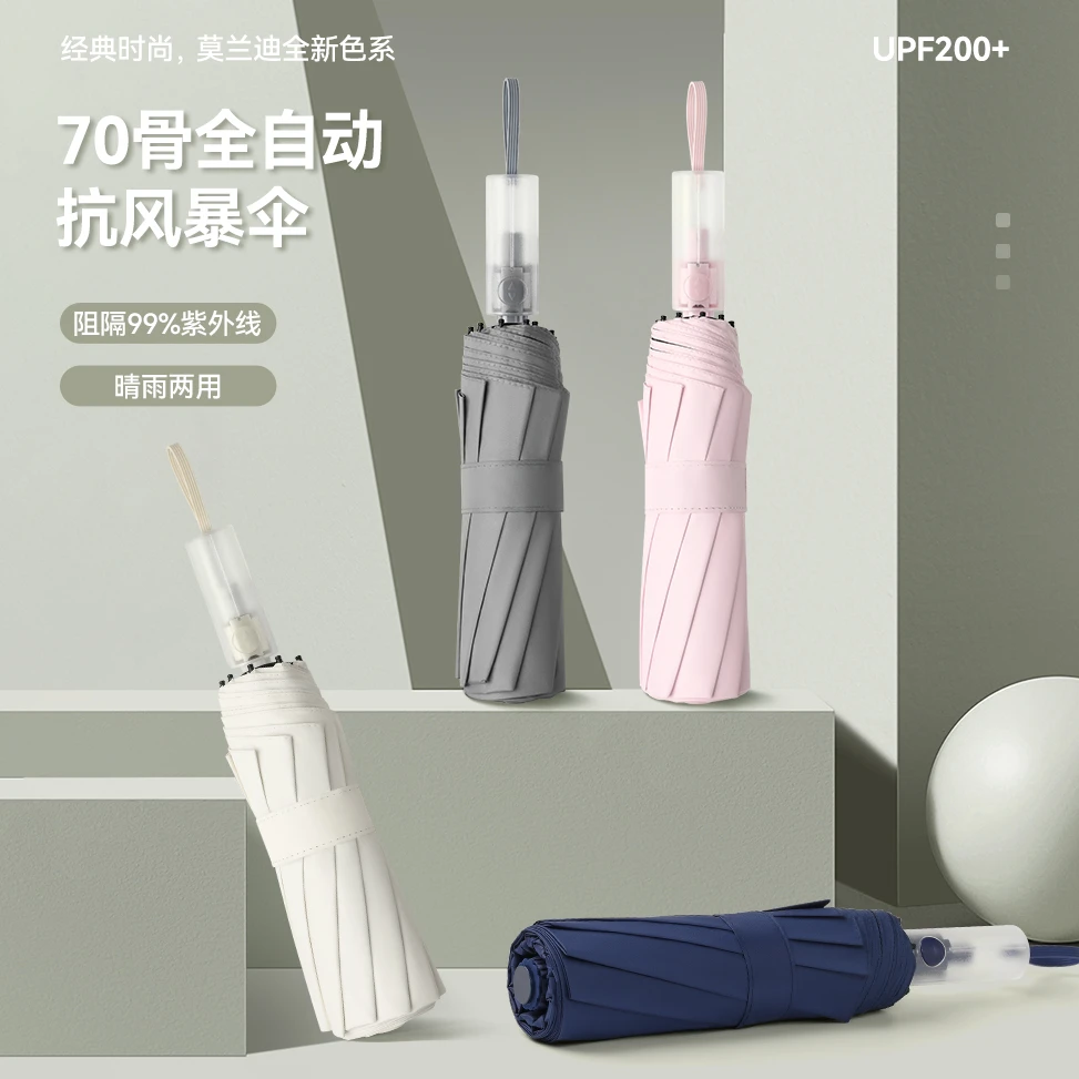 全自动晴雨伞阻隔防风抗风暴黑胶防简约小清新阻隔紫外线防紫外线