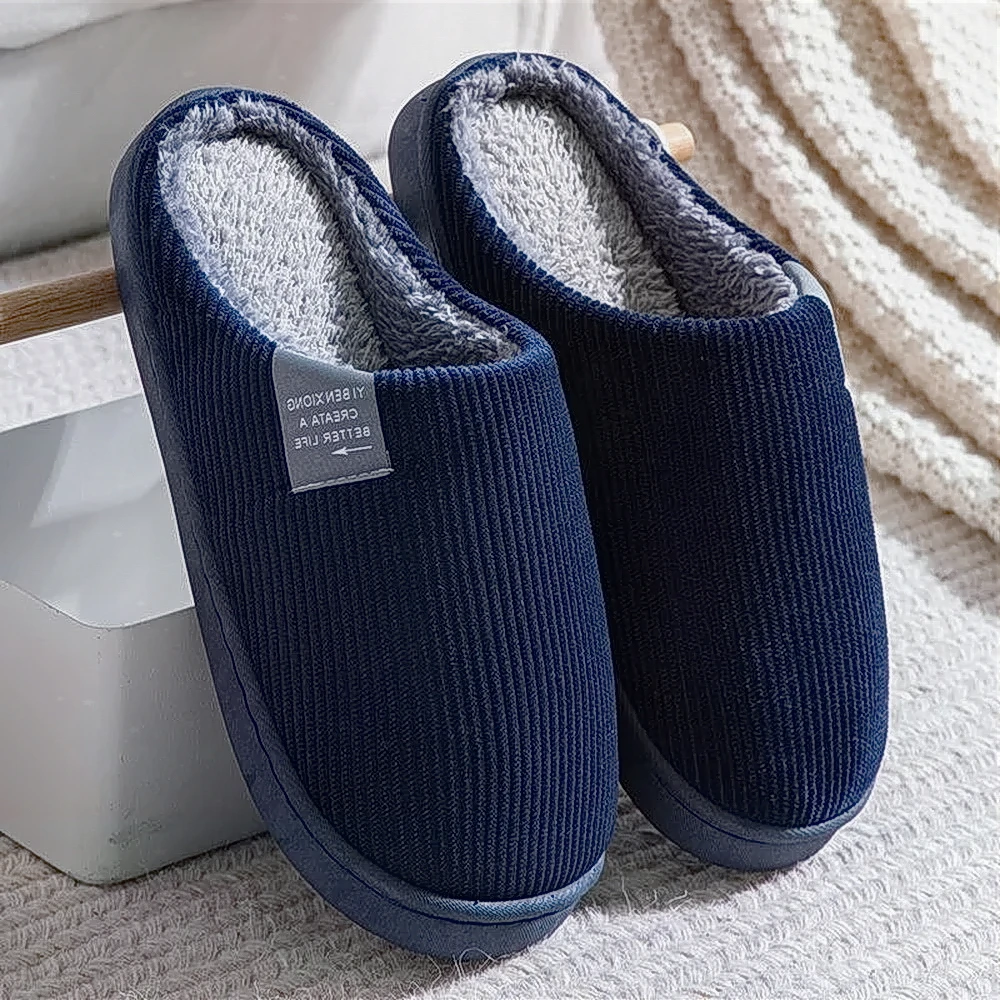 冬季女士棉拖鞋居家室内毛绒防滑宿舍棉拖鞋粗条时尚款男保暖加厚
