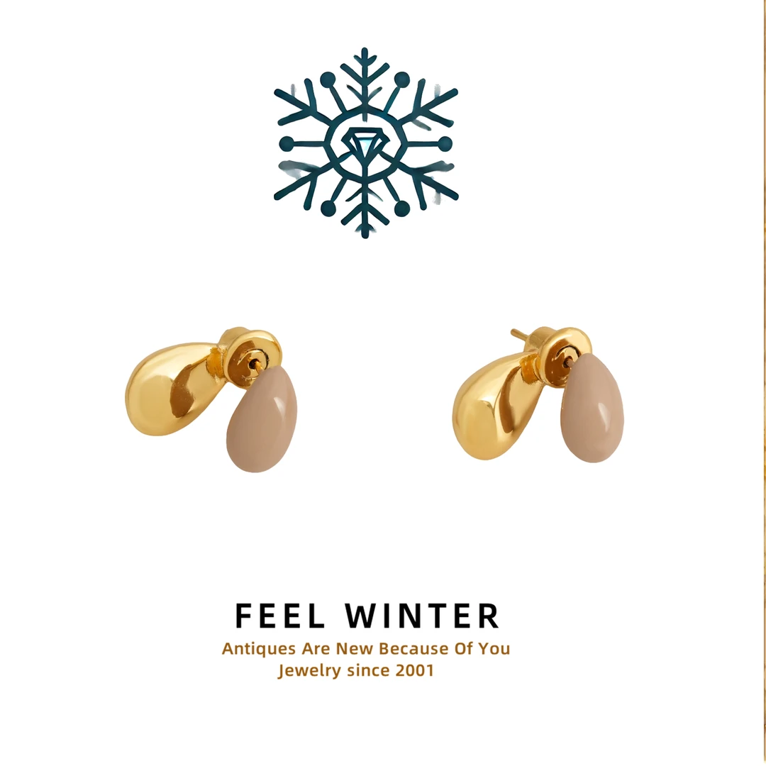 不锈钢亚克力耳饰 金粉拼色耳钉ZG-0734