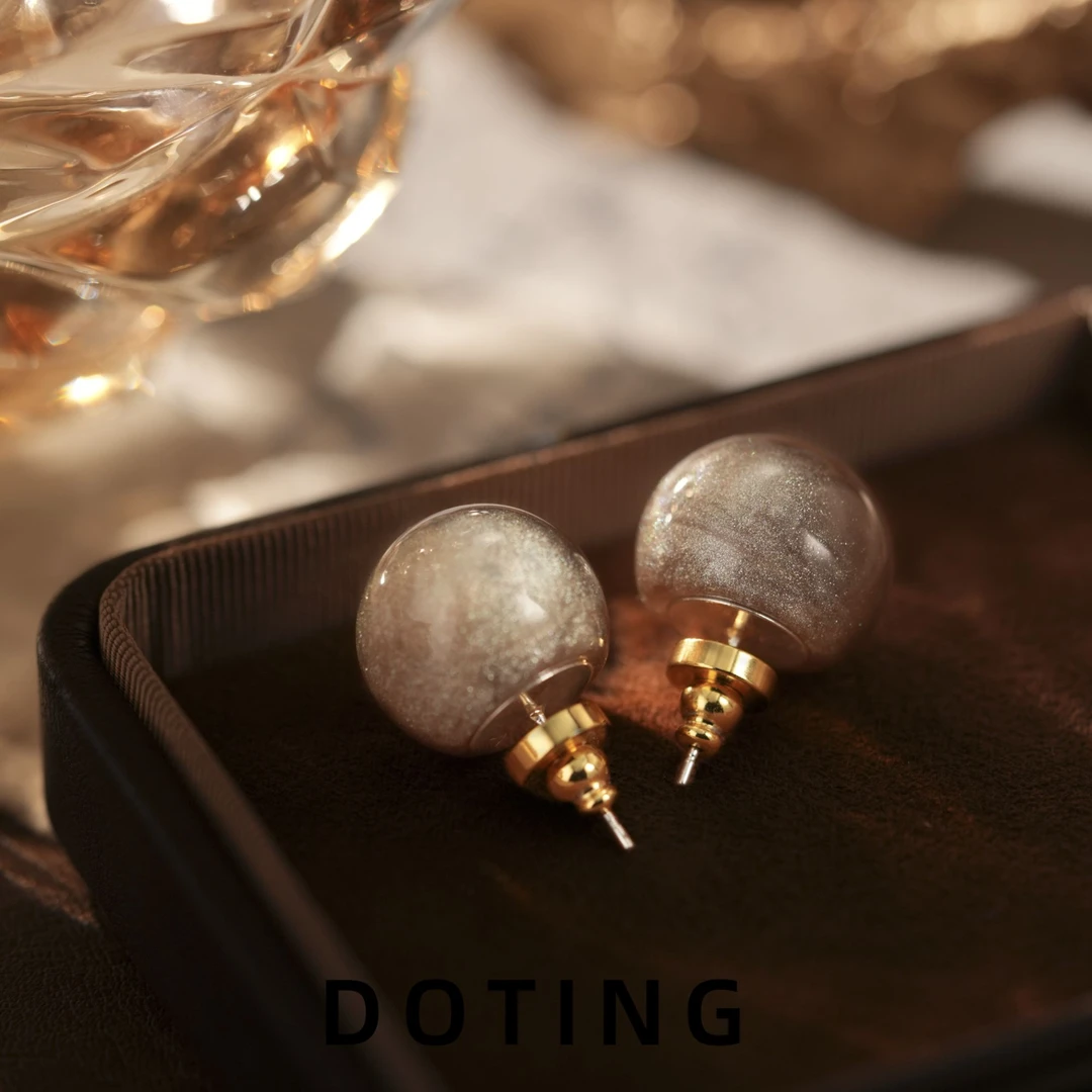 合金亚克力耳饰 《银河系》美拉德色大珠珠耳钉ZG-01125