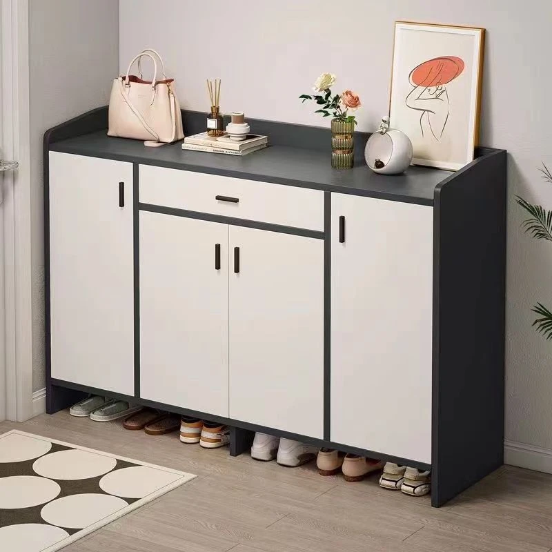 实木生态板鞋柜轻奢置物室内阳台柜收纳柜鞋架防尘现代新中式鞋柜