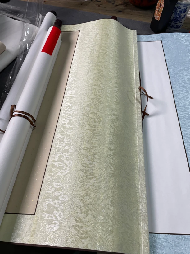 四尺整张手工精裱挂轴【大红+素白+仿古/各一个】