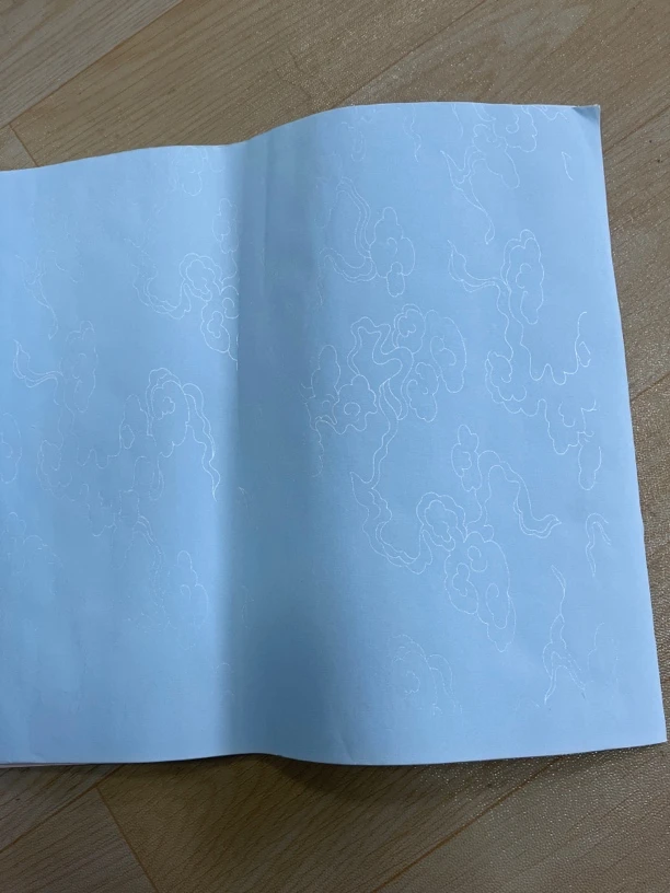 双十一003:四尺对开天蓝色描银祥云半生熟50张