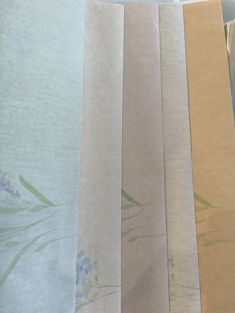 四尺对开楮皮五色花草图半生熟50张