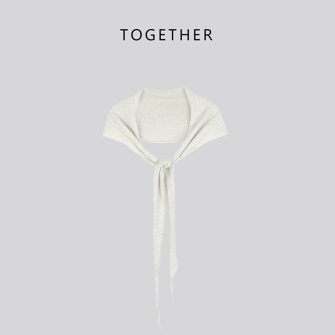 【Together】 · 音书 · 简约风针织镂空纯色坎肩装饰披肩#W1579