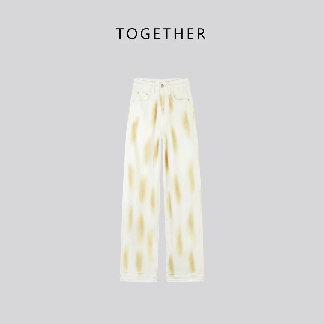 TOGETHER DW STUDIOS【临风】无弹窄版显瘦涂鸦直筒牛仔裤#DT1002