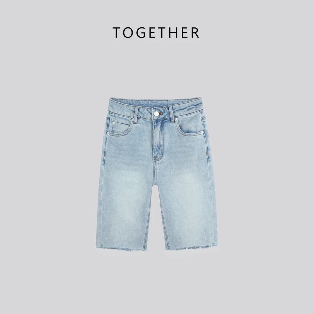 【Together】 · 富贵 · 夏款微弹百搭显瘦四分牛仔短裤Q5092