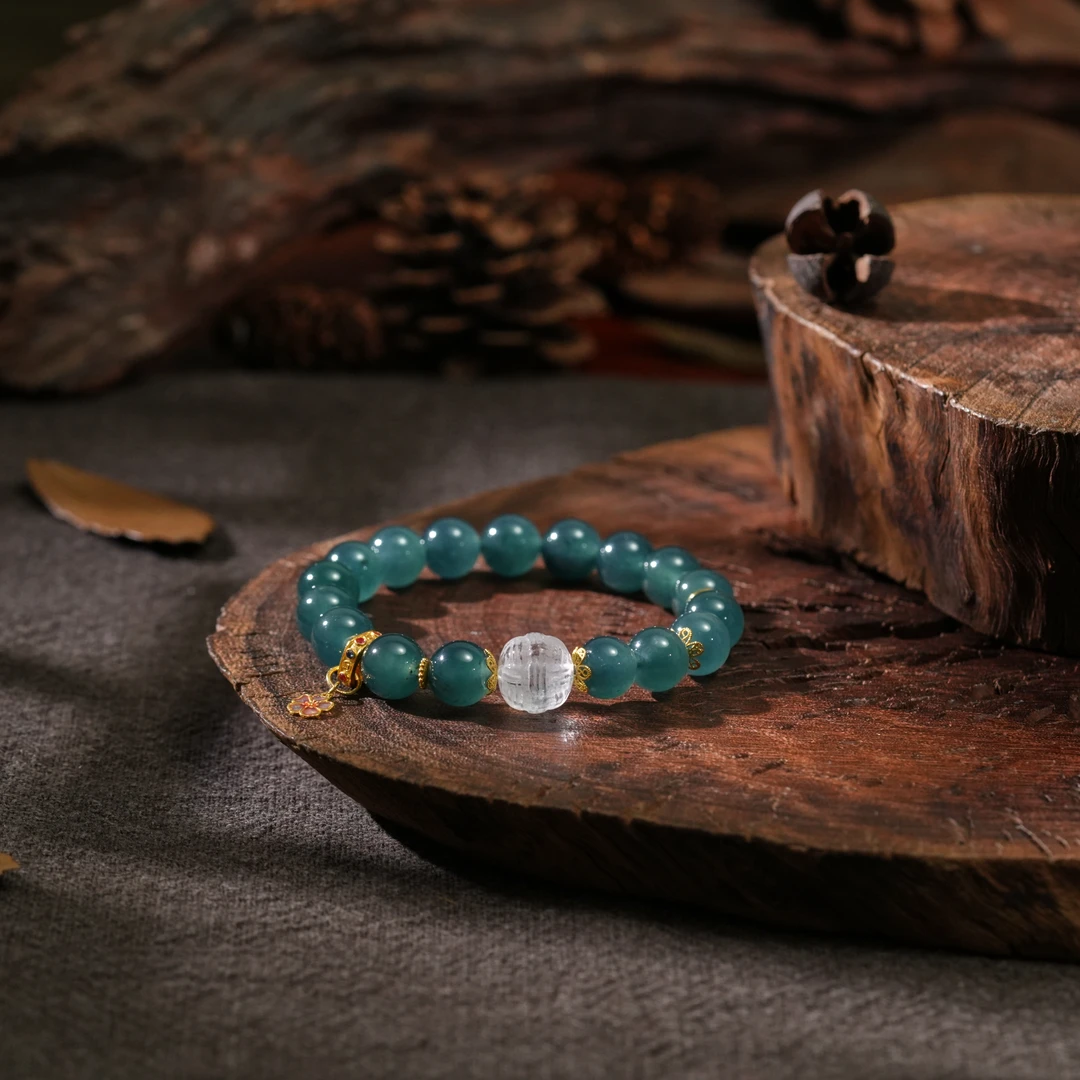 【博缘】翡翠高冰蓝18K金镶嵌典藏级单圈手串S3557时尚气质女款百搭