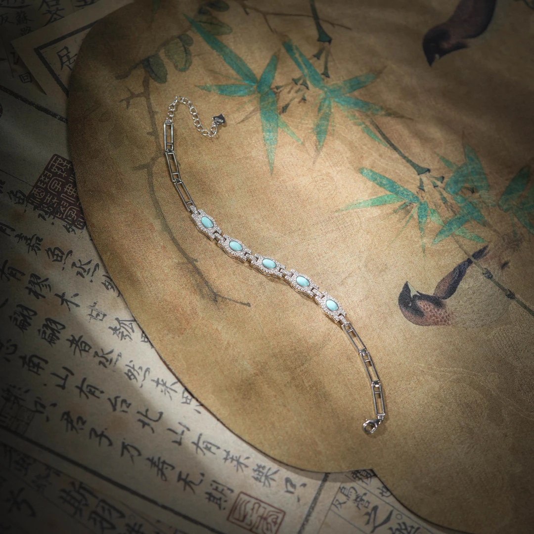 【博姐臻选】绿松石高瓷S925精品设计款手链S5198