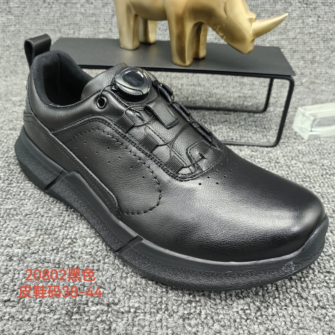 欧若风20802秋冬款男士真皮休闲鞋厚底防滑舒适旋转扣户外休闲鞋