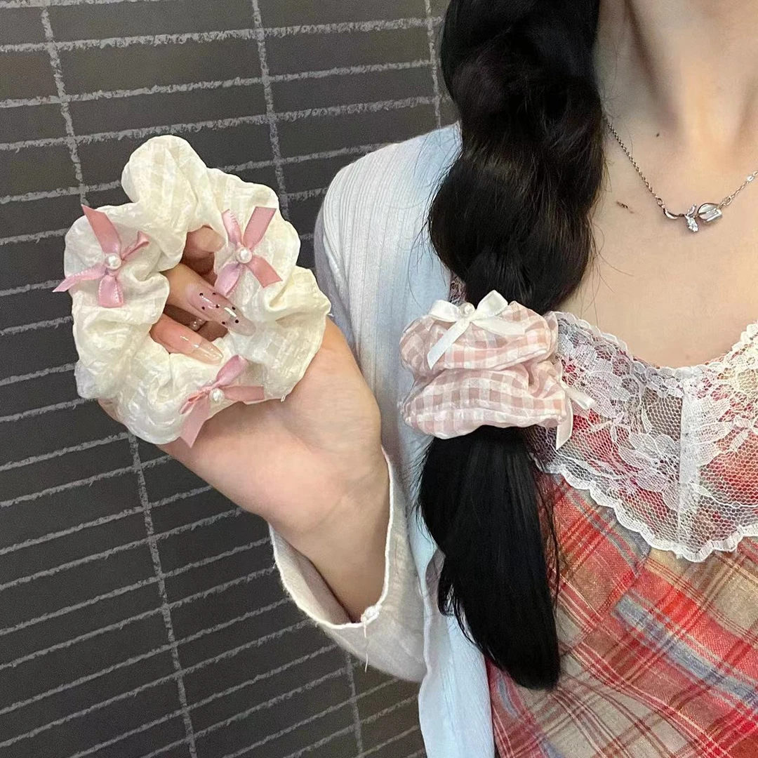 奶油甜心~芭蕾风丝带蝴蝶结大肠发圈森系仙美高级感少女头绳发饰