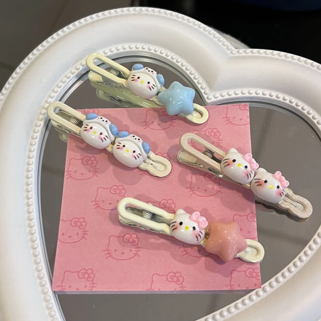 可爱Kitty发夹刘海侧边夹星星发饰头饰碎发夹鸭嘴夹少女心粉色发