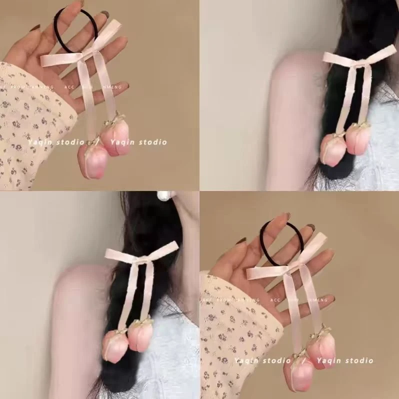 郁金香!花朵飘带发圈!超仙气质头绳皮套高马尾高端发绳女高级感
