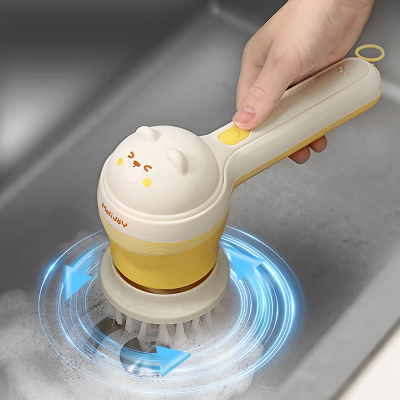 4头电动清洁刷多功能家用厨房刷碗手持电动刷子污渍清洁洗锅刷