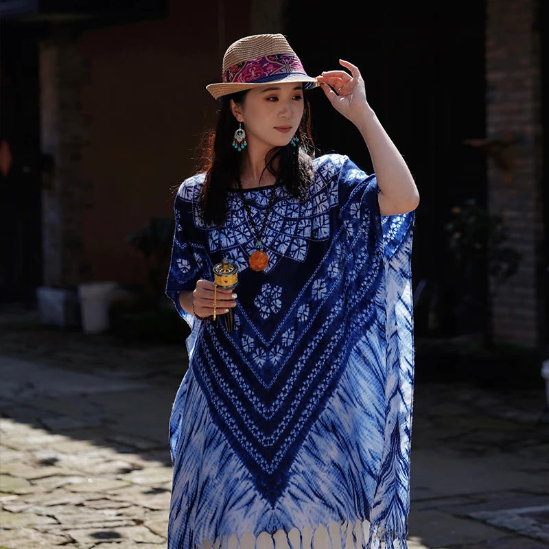 【宫佩Cocoa小苏】云南民族风度假拍照大理披风套衫女丝巾宽松披肩