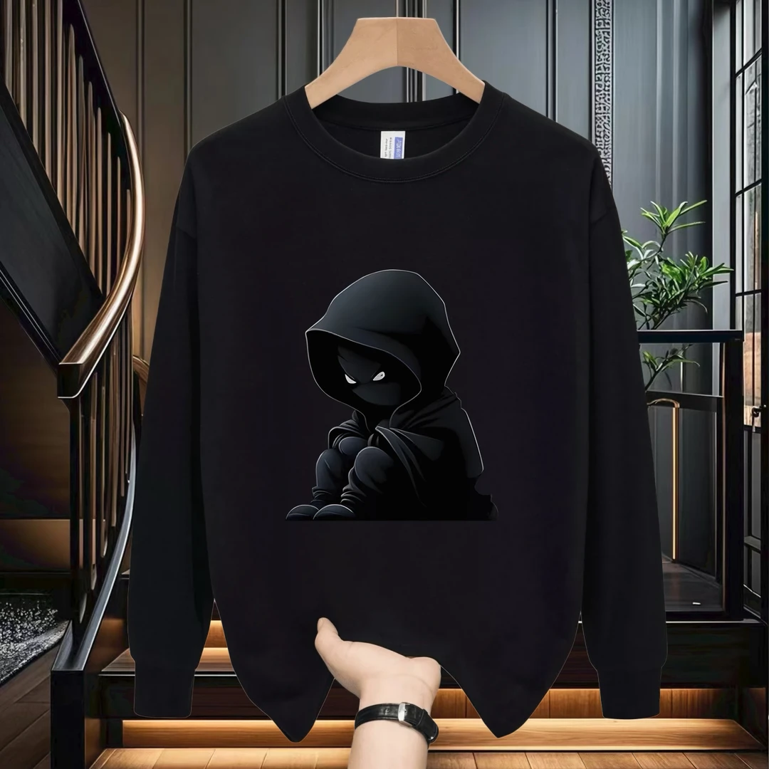 纯棉长袖t恤男士秋季新款体恤打底衫休闲个性小众透气百搭上衣ins