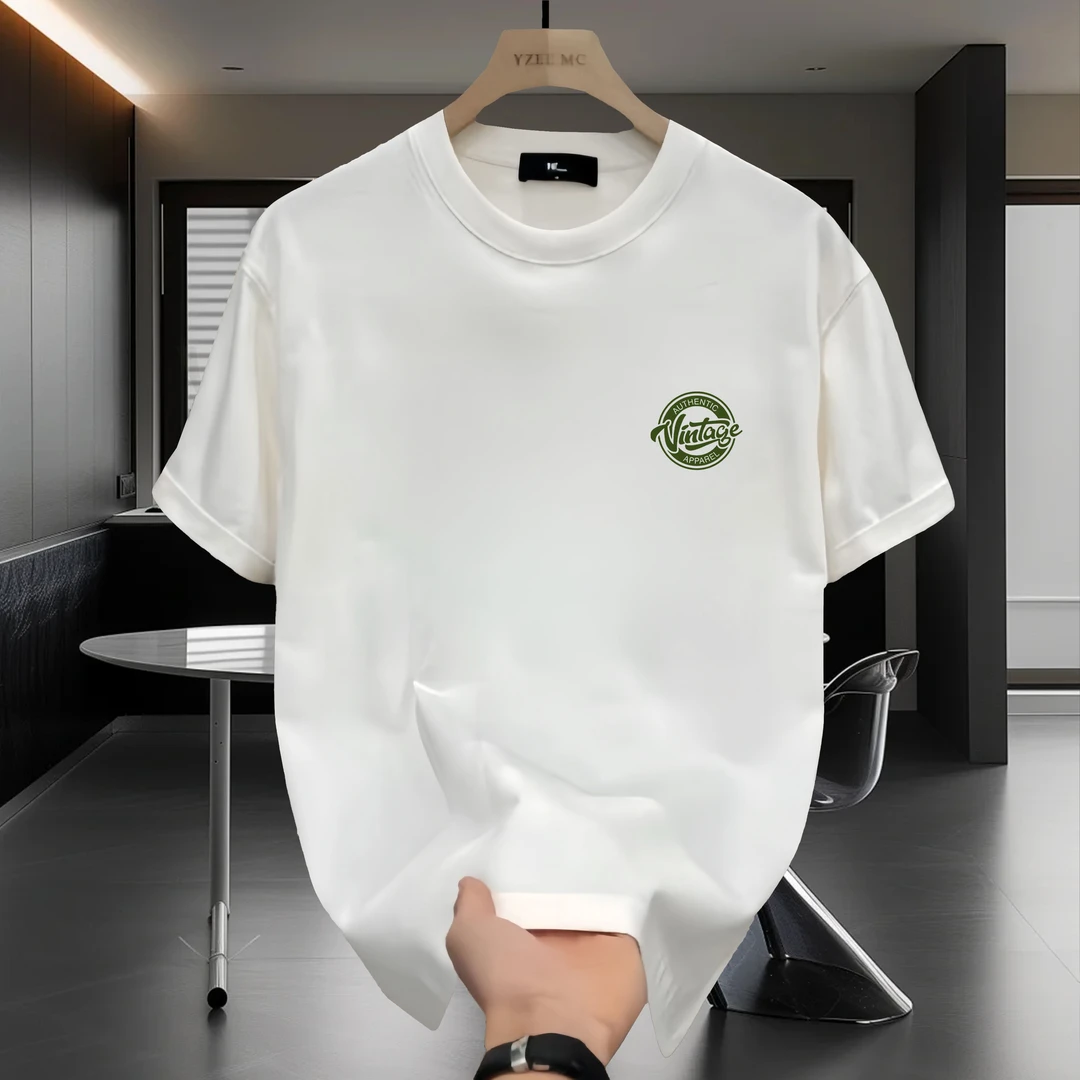 男士2024夏季新款纯棉短袖百搭时尚创意印花T恤男士潮牌圆领上衣