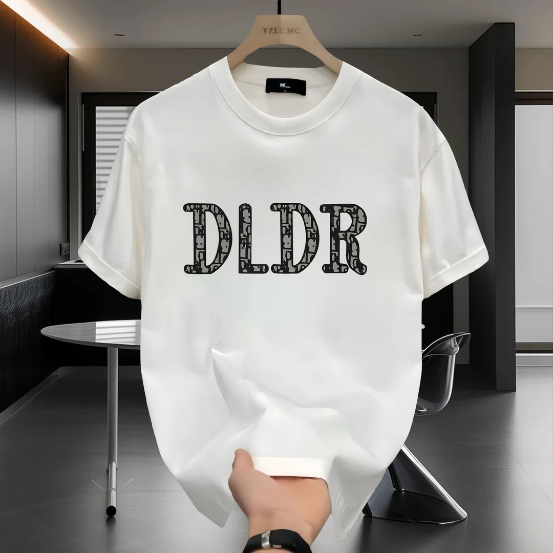 男士2024夏季新款纯棉短袖百搭时尚创意印花T恤男士潮牌圆领上衣