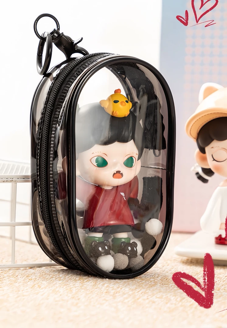 盲盒便携随身溜娃胶囊封闭娃包晒娃包外出展示防尘透明包