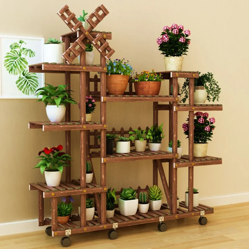 新疆包邮花架子客厅多层置物架落地花盆架多肉家用室内实木阳