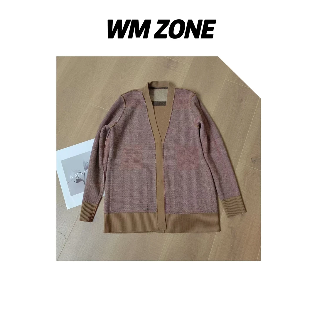 虎儿 3-6.5-2736 深色格子V领针织开衫