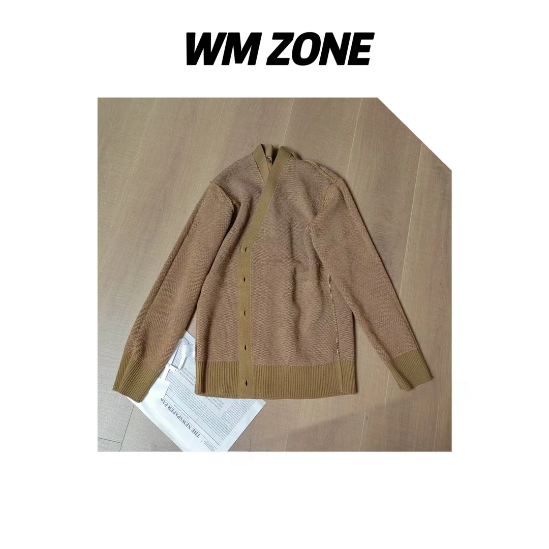 虎儿 3-2782 格纹羊毛混纺V领针织开衫