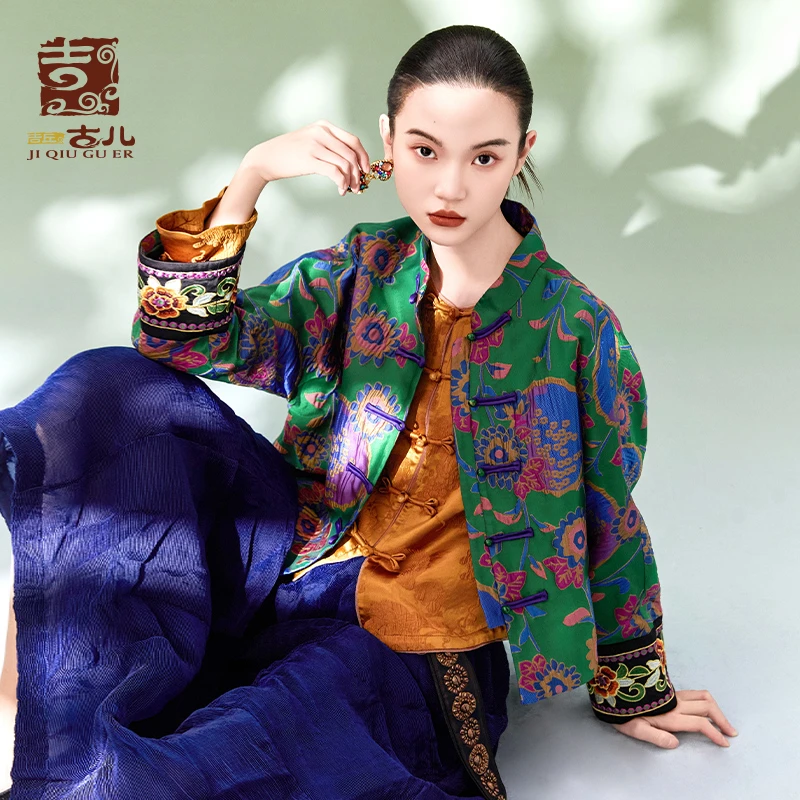 吉丘古儿八宝琉璃短外套中国风提花立领宽松显瘦上衣女士G241Y001