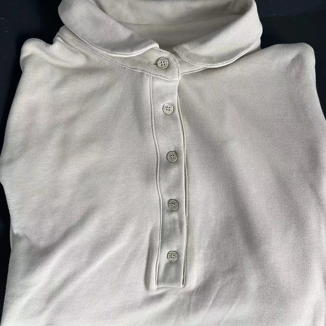 2024新款娃娃领高弹抓绒打底衫女