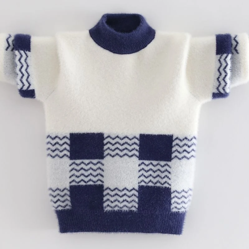 童装毛衣男童毛衣秋冬厚款儿童毛衣加厚水貂绒保暖毛衣儿童针织衫