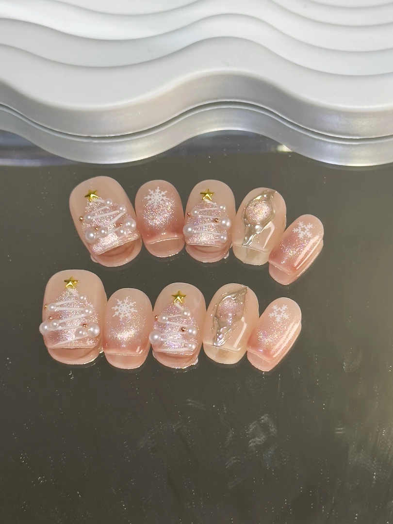【圣诞甜心】轻奢风纯手工穿戴甲可拆卸指甲贴片