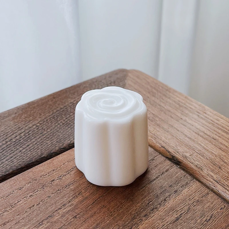 羊脂玉瓷祥云盖置茶壶盖碗盖子小配件白瓷陶瓷壶盖茶托架茶具茶道
